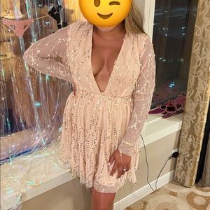 Sequin Deep V Dress
